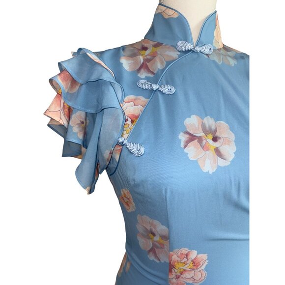 SAU LEE Sylvie Dress in Blue Multi 2 New Womens Floral Gown Long Maxi - Picture 7 of 12